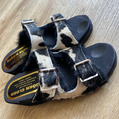 Cow hide sheepskin lined 2 strap sandal Bjorn Clogs